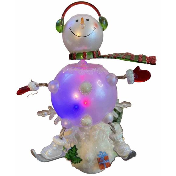 JC Penney Home Collection 7" Lighted Acrylic SKIING SNOWMAN in Box TESTED WORKS - Picture 3 of 14